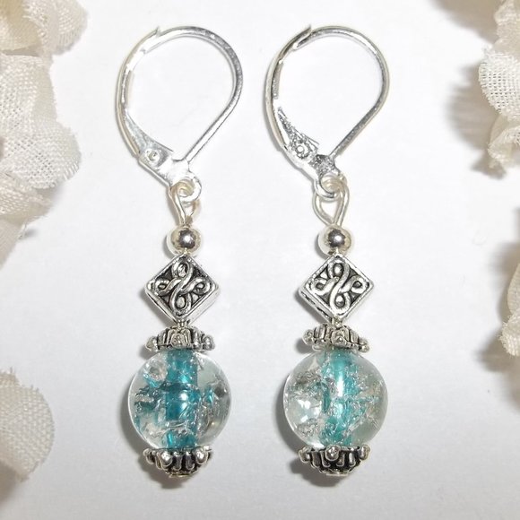 wvluckygirl Jewelry - Turquoise Blue Beaded Earring Set Dangle Drop 5432
